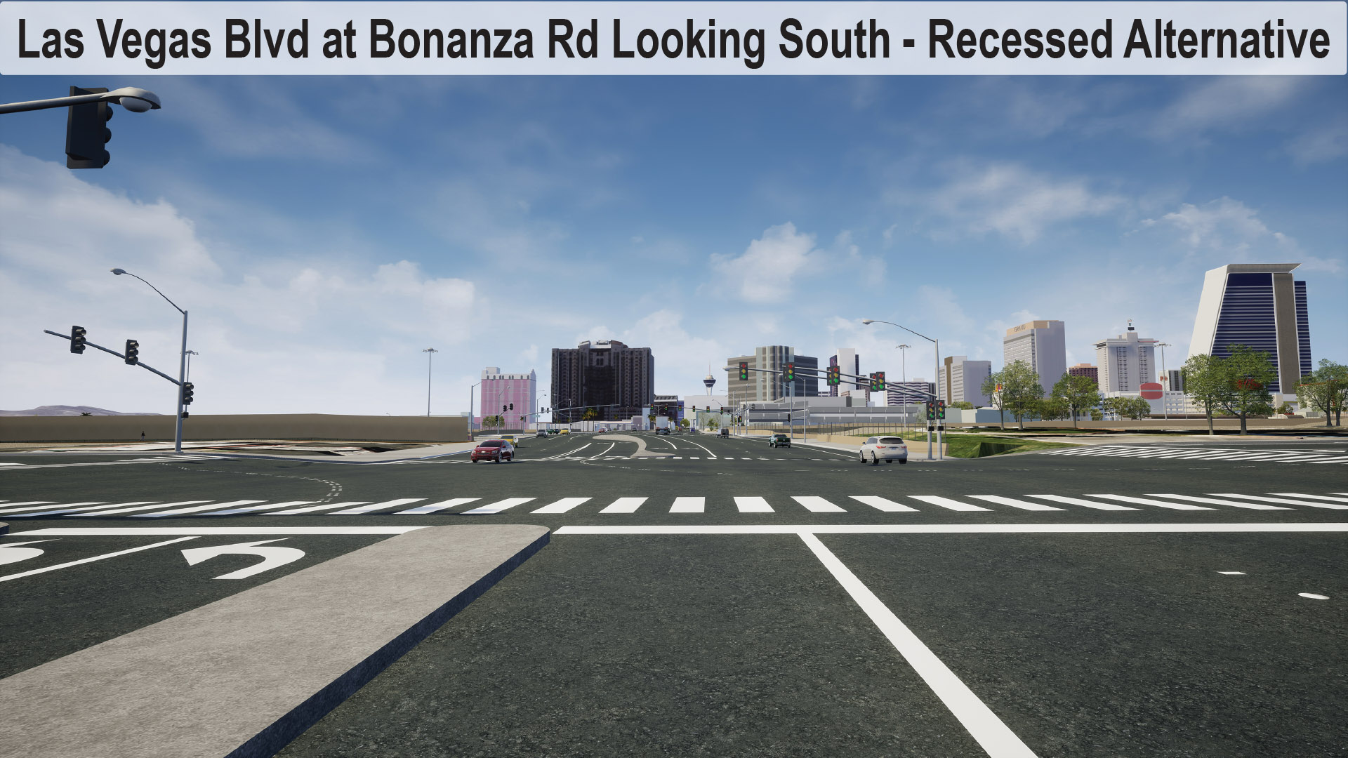 Las Vegas Blvd at Bonanza Rd Looking South - Recessed Alternative