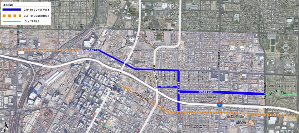 Map showing locations for proposed Complete Streets improvements.