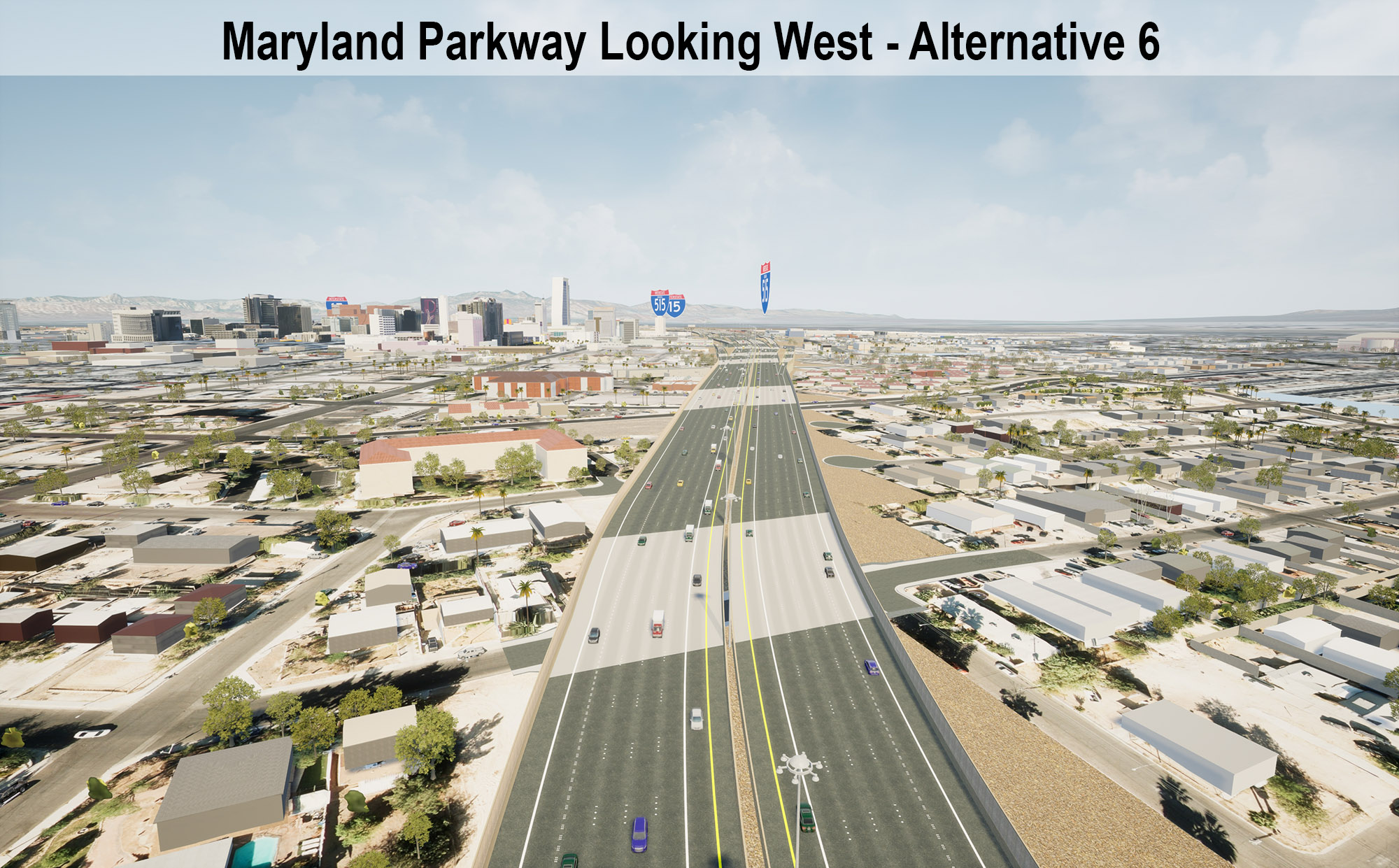 Maryland Parkway Looking West - Alternative 6