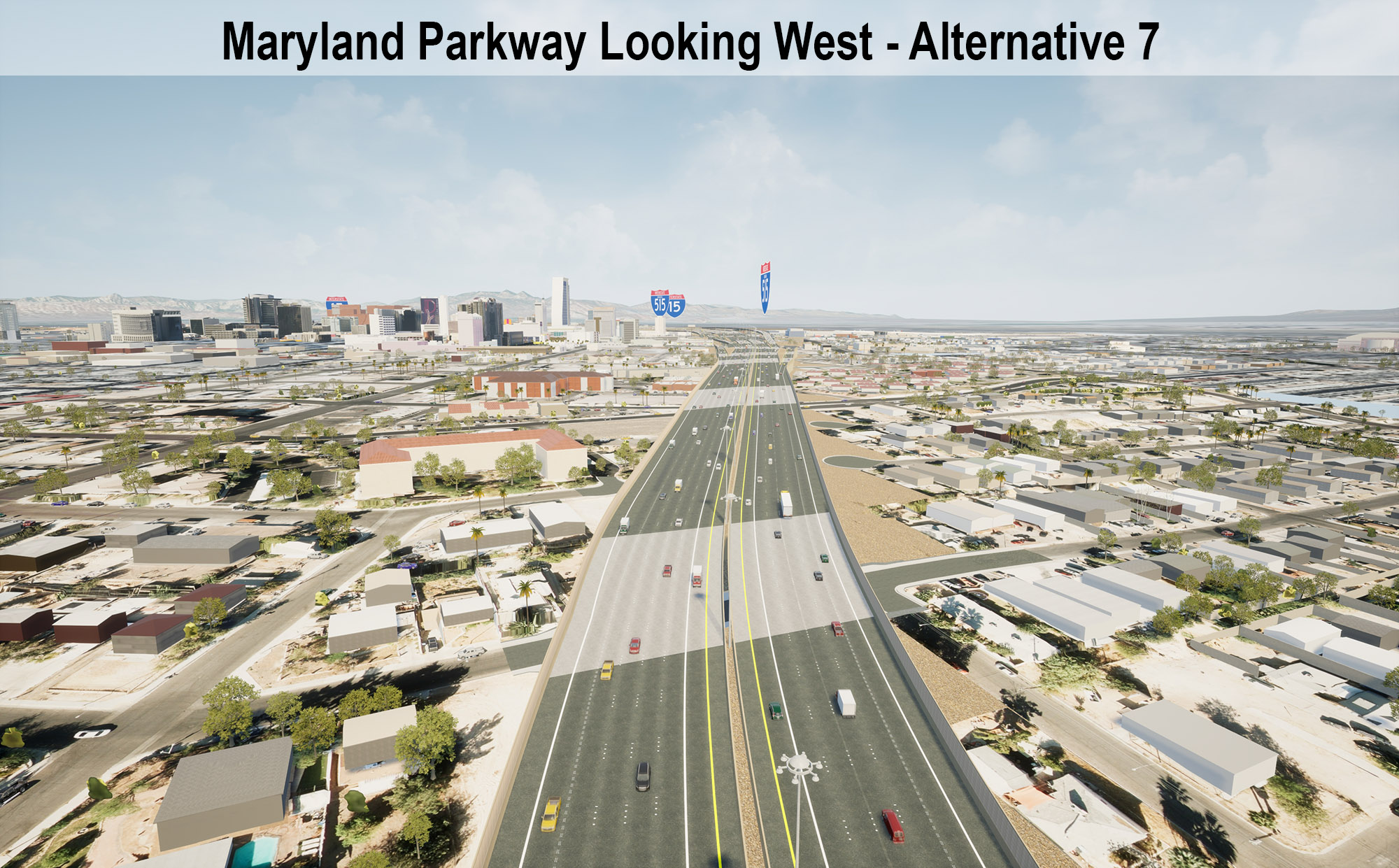 Maryland Parkway Looking West - Alternative 7