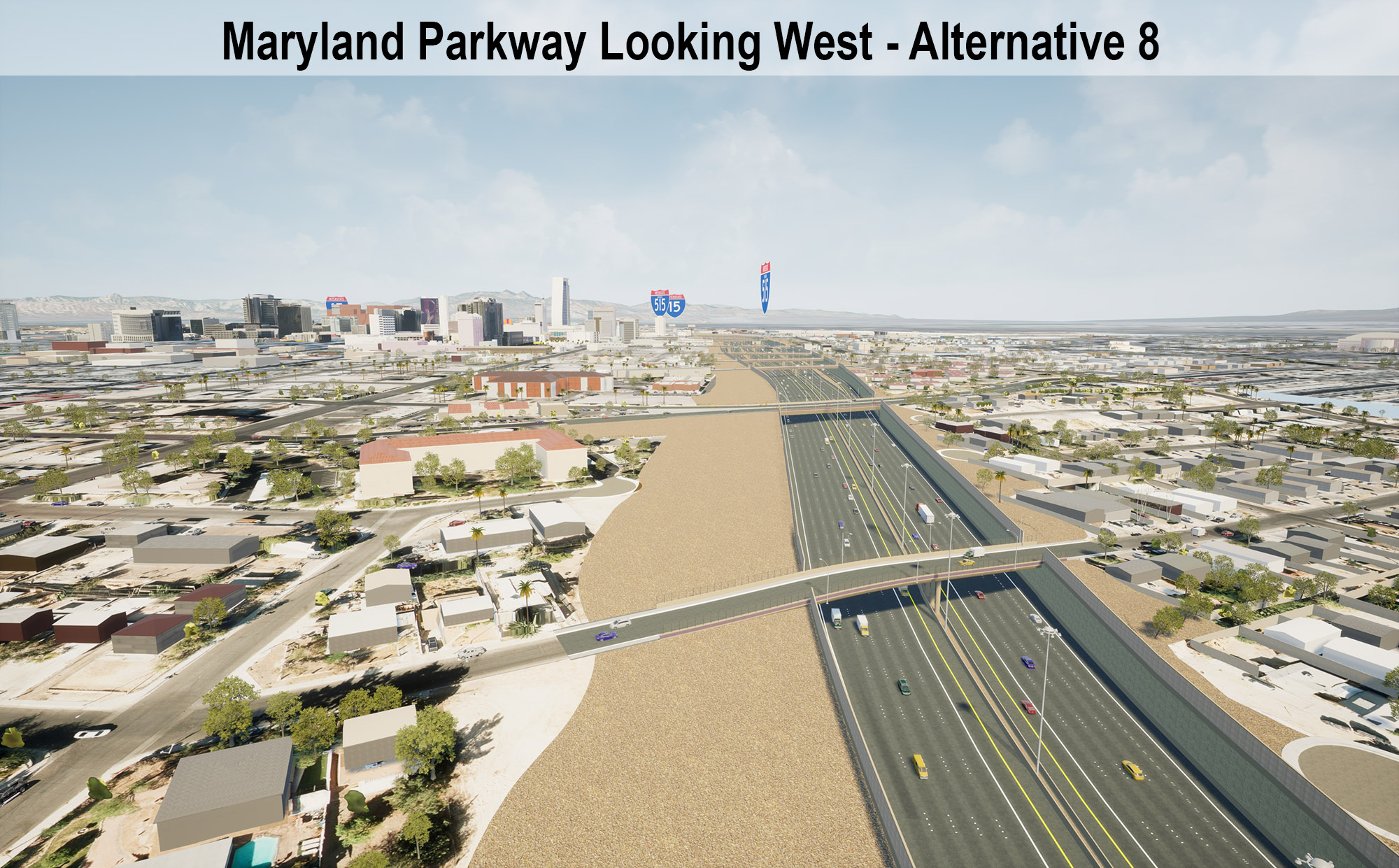 Maryland Parkway Looking West - Alternative 8